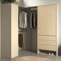 Kledingkast Combi - 191x150x204cm - 3 deuren & 3 lades - beige/eikdecor