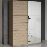 Kledingkast Faust - 148x60x203cm - met spiegel - 2 deuren - eikdecor