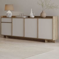 Dressoir Leda - 209x36x82cm - 4 deuren & 1 lade - wit/eikdecor