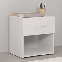 Nachtkastje Reverso - 34x40x45cm - met opberglade - wit/roze