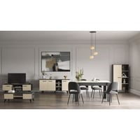 Eetkamer Kent: eettafel, tv-meubel, salontafel, buffetkast, dressoir - eikdecor/antraciet