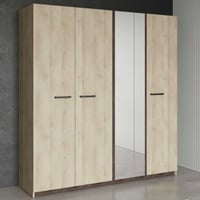 Kledingkast Watson | 178,1 x 51,4 x 191,5 cm | Vier deuren | Bruin