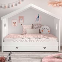 Open bedhuisje Amori met bedlade - wit