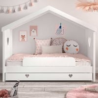 Open bedhuisje Amori met bedlade en uitvalbeveiliging - wit