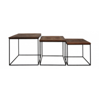 Set van 3 salontafels Austin - gerecycled Javahout/zwart