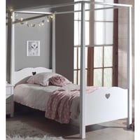 Hemelbed Amori Wit met uitgesneden hart 90x200 cm