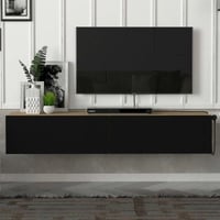 Tv-meubel Aristo - 135x32x25cm - 2 deuren - zwart/eikdecor