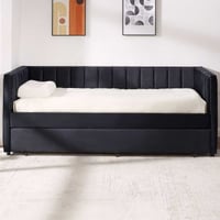 Kajuitbed Auckland - 90 x 200 cm - Met onderschuifbed - Zwart velours