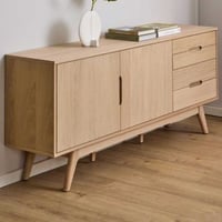 Dressoir Merza - 180x40x75cm - 2 deuren & 4 lades - wit eikenfineer