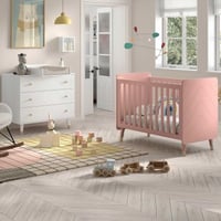 Babykamerset Billy - Babybed, commode & verversplank - Roze/wit 