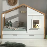 Bedhuisje Bambino 90x200 met bedlade MDF - wit/dennenhout 