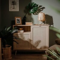 Commode Bilal 102cm 2 deuren - eik/geprint rafia