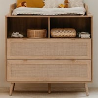 Commode Bilal 100cm 2 lades - eik/geprint rafia