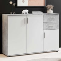 Commode Debby 3 deuren en 2 lades - wit/beton