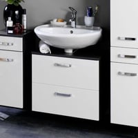 Wastafelonderkast Bobbi 70cm 1 deur en 1 lade - grafiet/hoogglans wit