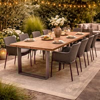 Tuintafel Fanny Gescova - Massief Teakhout en IJzeren Poten - 300x115x75cm - Bruin