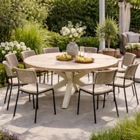 Tuintafel Feliz Ø180x75cm teakhout en beige aluminium