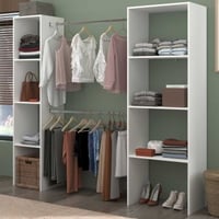 Kledingkast Botan 196cm, 6 legplanken & 2 kledingroedes - wit