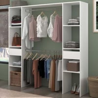 Kledingkast Botan 176cm, 6 legplanken, 2 kledingroedes & 2 lades - wit