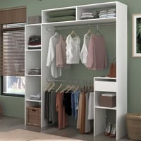 Kledingkast Botan 140 - 176cm, vier legplanken, 2 kledingroedes, 1 lade - wit