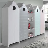 4 Kledingkasten + boekenkast Casami - roze/wit/grijs/muntgroen