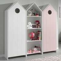 2 Kledingkasten + boekenkast Casami - wit/roze