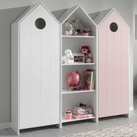 2 Kledingkasten + boekenkast Casami - wit/roze