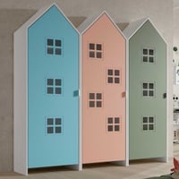 3-delige kledingkast Casami Bruges - 173x37x172 cm - Blauw/roze/groen