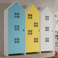 3-delige kledingkast Casami Bruges - 173x37x172 cm - Blauw/geel/wit