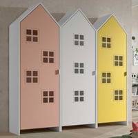 3-delige kledingkast Casami Bruges - 173x37x172 cm - Roze/wit/geel