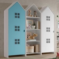 3-delige kledingkast Casami Bruges - 173x37x172 cm - Blauw/wit