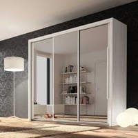 Kledingkast Cody 231cm met 3 schuifdeuren & spiegel - gebleekte es