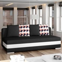 Driezitzetel met bedfunctie Calabria | 195 x 91 x 83 cm | Zwart