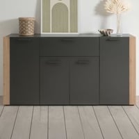 Dressoir Cento - 162x34x85cm - 4 deuren & 1 lade - antraciet/artisan eikdecor