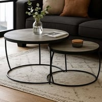 Set van 2 salontafels Lars-grijs mangohout