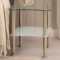 Bijzettafel met metalen frame en glazen legplanken | 10 kg draagvermogen