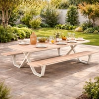 Picknicktafel Mary Gescova - Teakhout en Beige Aluminium - 300x200x75cm