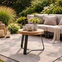 Salontafel Margarite Gescova - Ronde Tuin tafel - Ø40 cm - Zwart/Teak