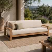 3-zitsbank London Gescova - massief teakhout - 200x98x68cm - beige/bruin