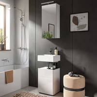 Badkamermeubel Vira Xonox met spiegelkast - Wit melamine - 38x190x34 cm