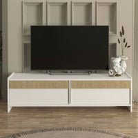 Tv-meubel Cosmos - 154x35x43cm - 2 deuren - wit/eikdecor
