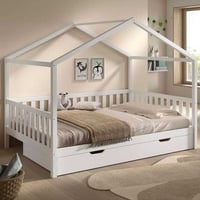 Huisbed Dallas - 140x200cm - met bedlade - massief dennenhout - wit