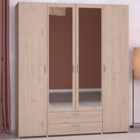 Kledingkast Salvador met spiegel, 4 deuren & 2 lades - jackson eik