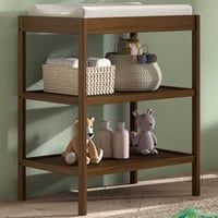 Verzorgingstafel Dino met twee legplanken - massief beukenhout - walnootkleur