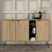 Dressoir Dorel - 140x40x83cm - drie deuren - eikdecor