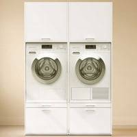 Kasten voor wasruimte Linea - 133x67x200cm - 2 deuren & 2 lades - wit