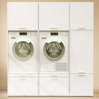 Kasten voor wasruimte Linea - 183x67x200cm - 5 deuren & 2 lades - wit