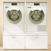 Kasten voor wasruimte Linea - 133x67x142cm - 2 lades - wit