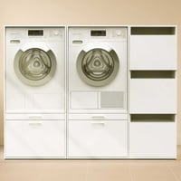 Kasten voor wasruimte Linea - 183x67x142cm - 3 deuren & 2 lades - wit