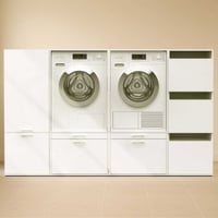 Kasten voor wasruimte Linea - 233x67x142cm - 5 deuren & 2 lades - wit